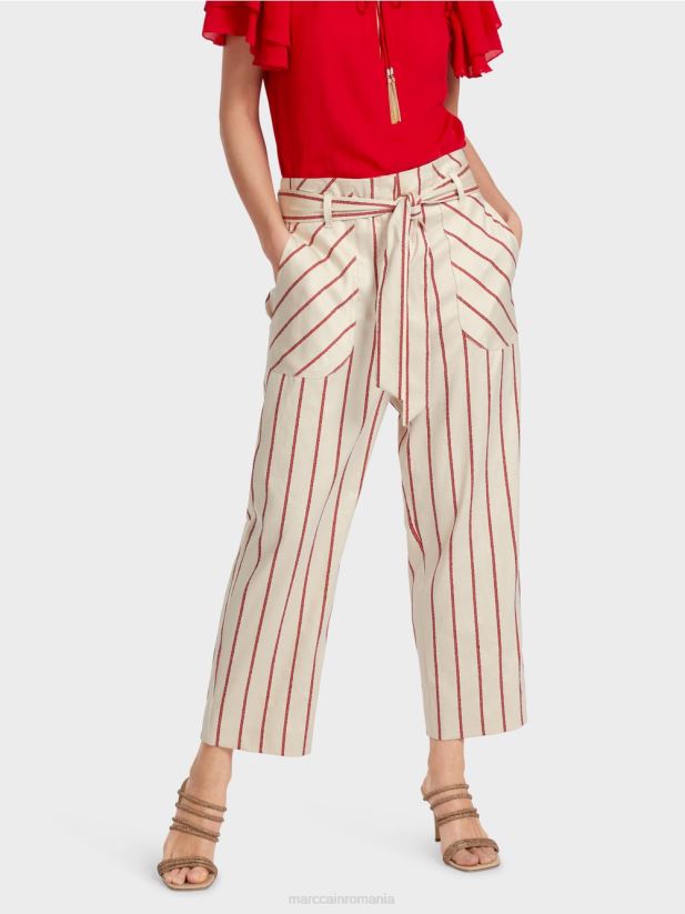 pantaloni în stil paperbag Marc Cain rosu intens îmbrăcăminte 4826HH612