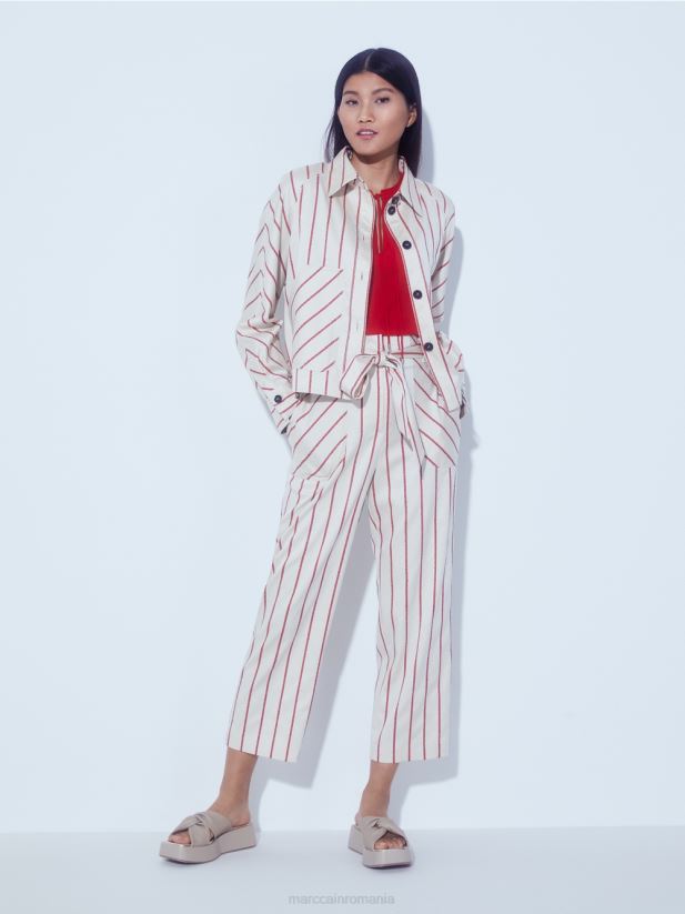 pantaloni în stil paperbag Marc Cain rosu intens îmbrăcăminte 4826HH612