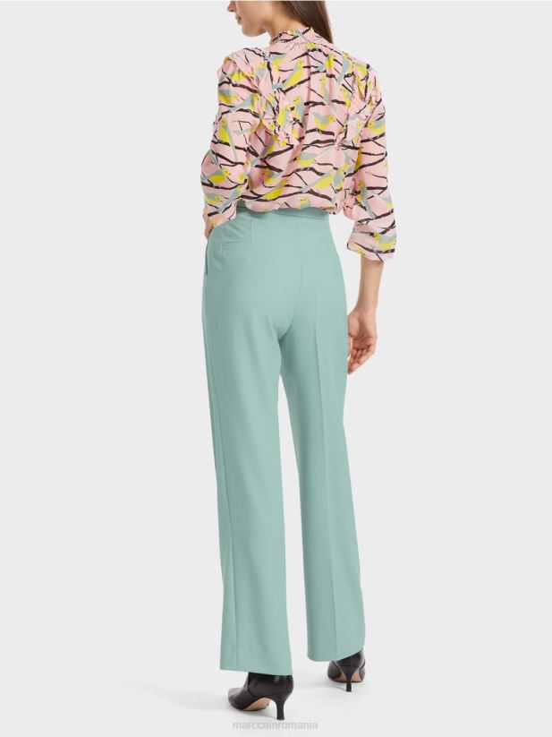 pantaloni încrețiți cu picioare largi wukari Marc Cain albastru închis la cer îmbrăcăminte 4826HH590