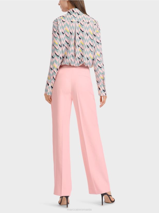 pantaloni încrețiți cu picioare largi wukari Marc Cain roz pudra moale îmbrăcăminte 4826HH584