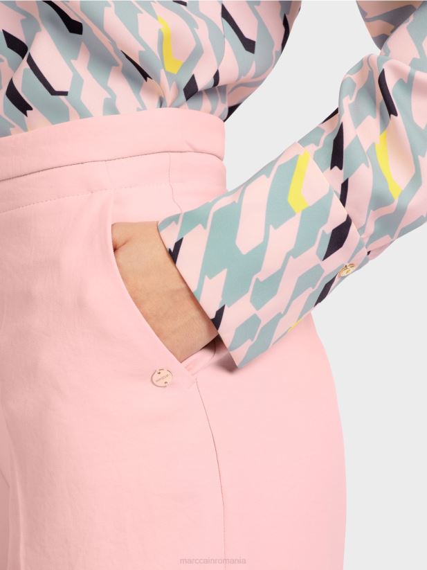 pantaloni încrețiți cu picioare largi wukari Marc Cain roz pudra moale îmbrăcăminte 4826HH584
