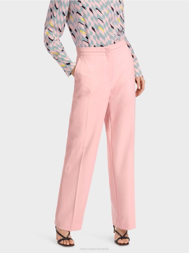 pantaloni încrețiți cu picioare largi wukari Marc Cain roz pudra moale îmbrăcăminte 4826HH584