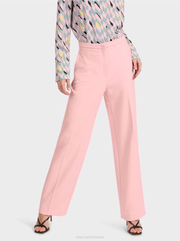 pantaloni încrețiți cu picioare largi wukari Marc Cain roz pudra moale îmbrăcăminte 4826HH584