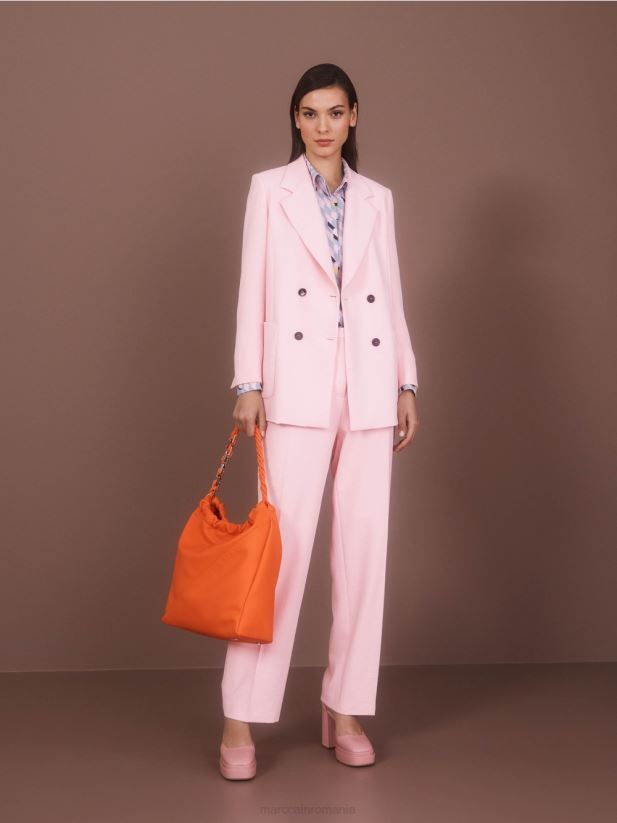 pantaloni încrețiți cu picioare largi wukari Marc Cain roz pudra moale îmbrăcăminte 4826HH584