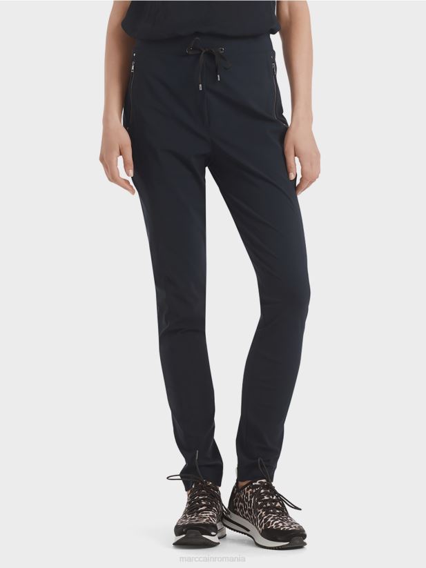 pantaloni îngusti elastici Marc Cain albastru miezul nopții îmbrăcăminte 4826HH740