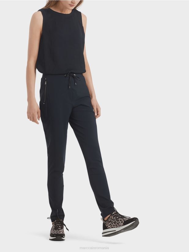 pantaloni îngusti elastici Marc Cain albastru miezul nopții îmbrăcăminte 4826HH740