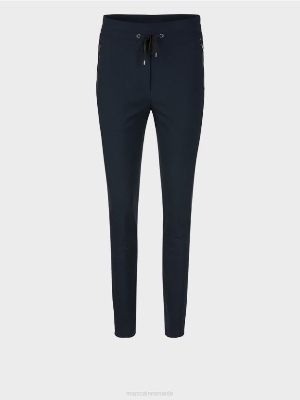 pantaloni îngusti elastici Marc Cain albastru miezul nopții îmbrăcăminte 4826HH740