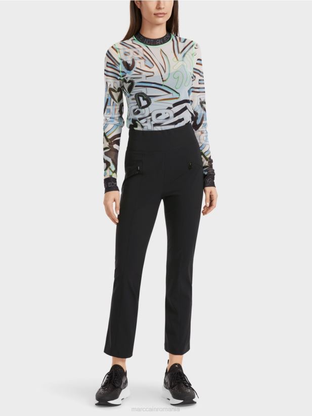 pantaloni îngusti fengyi cu jug în talie Marc Cain negru îmbrăcăminte 4826HH564