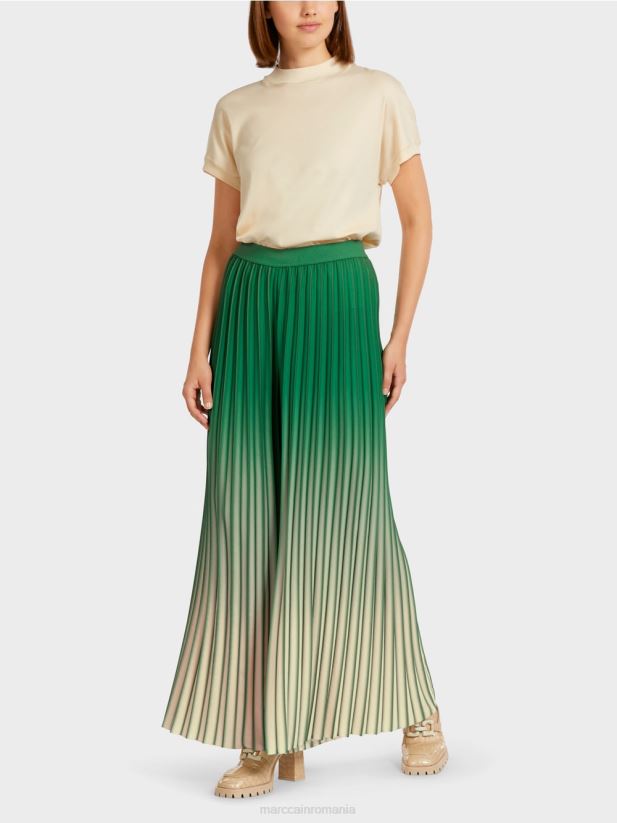 pantaloni plisați cu gradient de culoare viu Marc Cain mușchi verde îmbrăcăminte 4826HH719
