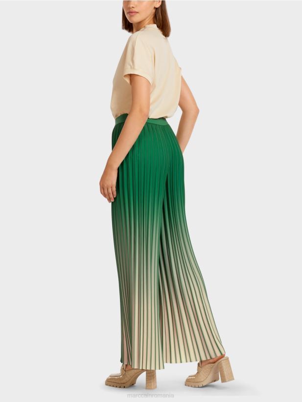 pantaloni plisați cu gradient de culoare viu Marc Cain mușchi verde îmbrăcăminte 4826HH719