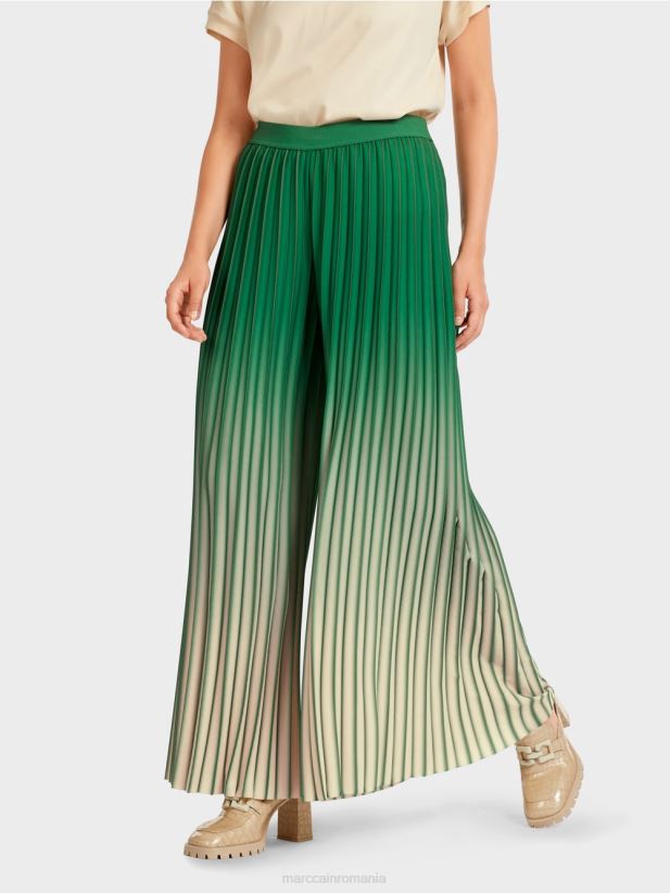pantaloni plisați cu gradient de culoare viu Marc Cain mușchi verde îmbrăcăminte 4826HH719