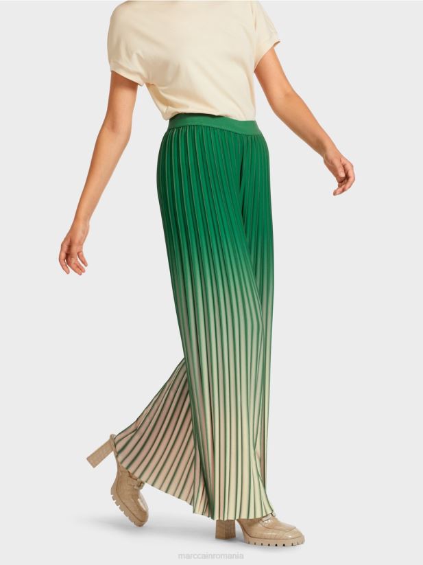 pantaloni plisați cu gradient de culoare viu Marc Cain mușchi verde îmbrăcăminte 4826HH719