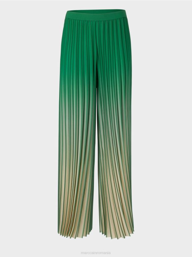 pantaloni plisați cu gradient de culoare viu Marc Cain mușchi verde îmbrăcăminte 4826HH719