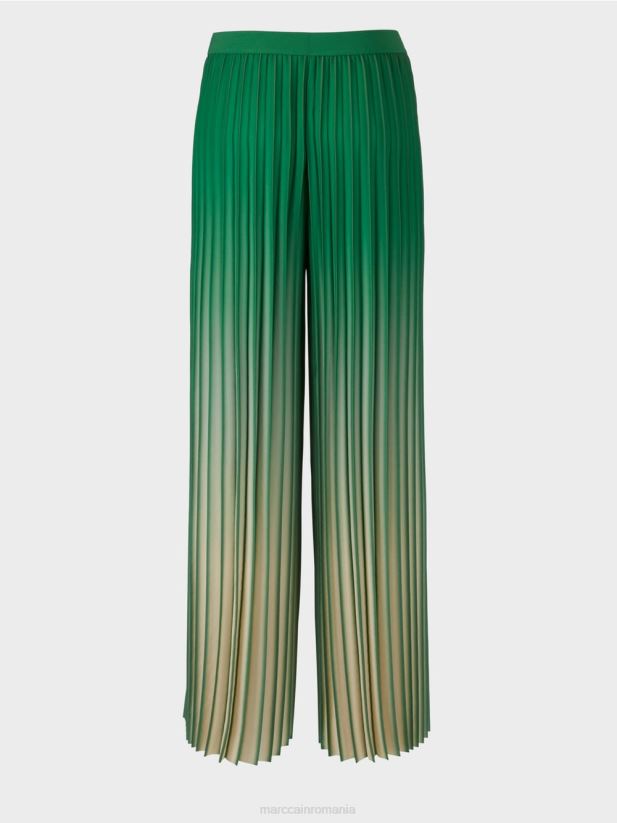 pantaloni plisați cu gradient de culoare viu Marc Cain mușchi verde îmbrăcăminte 4826HH719