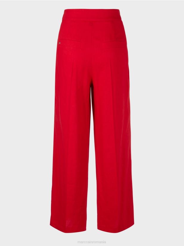 pantaloni plisați din in Marc Cain rosu intens îmbrăcăminte 4826HH610