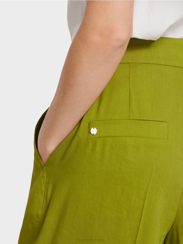 pantaloni plisați din in Marc Cain verde oliv intens îmbrăcăminte 4826HH638