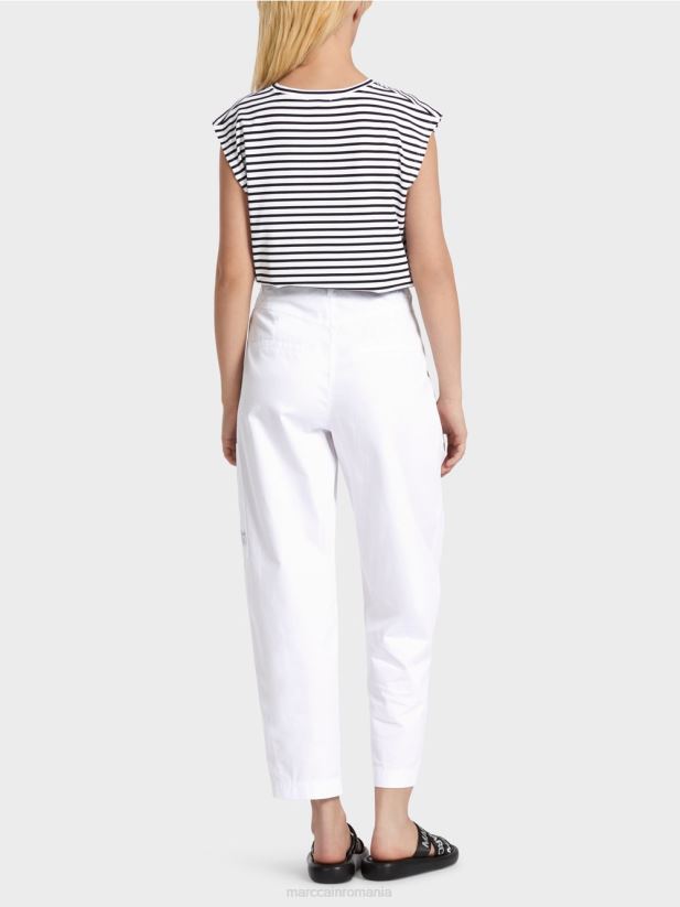 pantaloni plisați „regândiți împreună”. Marc Cain alb îmbrăcăminte 4826HH600