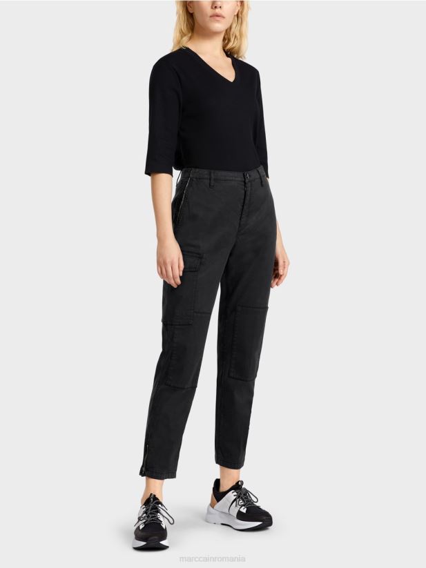 pantaloni radom „regândiți împreună”. Marc Cain negru îmbrăcăminte 4826HH648
