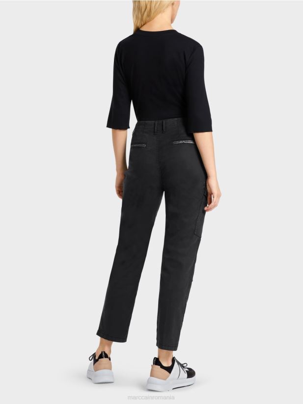 pantaloni radom „regândiți împreună”. Marc Cain negru îmbrăcăminte 4826HH648