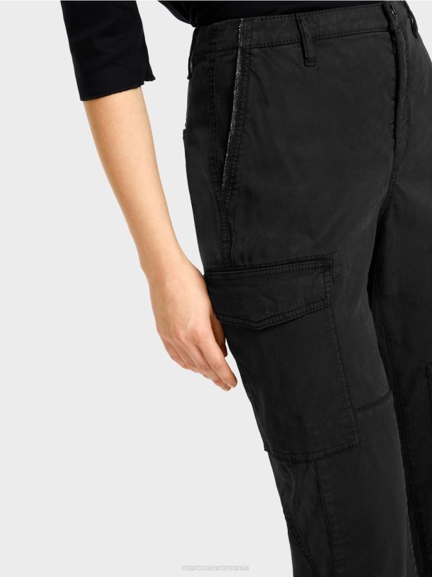 pantaloni radom „regândiți împreună”. Marc Cain negru îmbrăcăminte 4826HH648