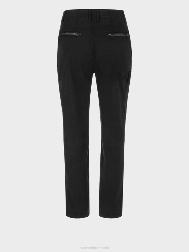 pantaloni radom „regândiți împreună”. Marc Cain negru îmbrăcăminte 4826HH648