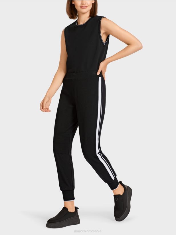 pantaloni „regândiți împreună” cu dungi Marc Cain alb-negru îmbrăcăminte 4826HH711