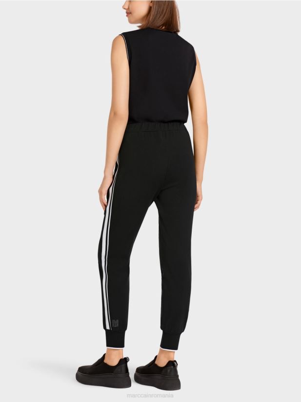 pantaloni „regândiți împreună” cu dungi Marc Cain alb-negru îmbrăcăminte 4826HH711