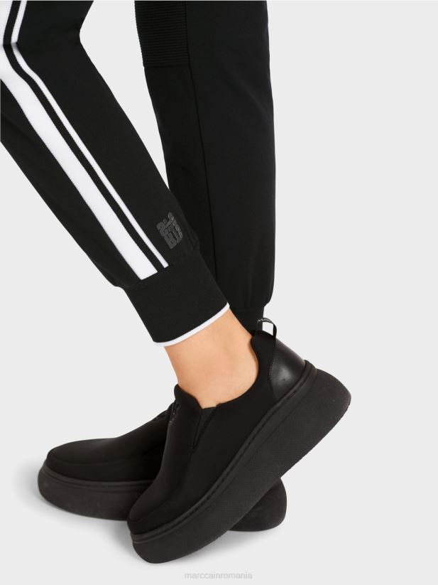 pantaloni „regândiți împreună” cu dungi Marc Cain alb-negru îmbrăcăminte 4826HH711