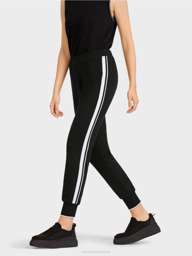 pantaloni „regândiți împreună” cu dungi Marc Cain alb-negru îmbrăcăminte 4826HH711