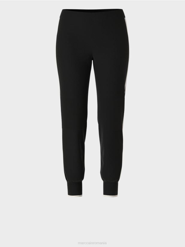 pantaloni „regândiți împreună” cu dungi Marc Cain alb-negru îmbrăcăminte 4826HH711