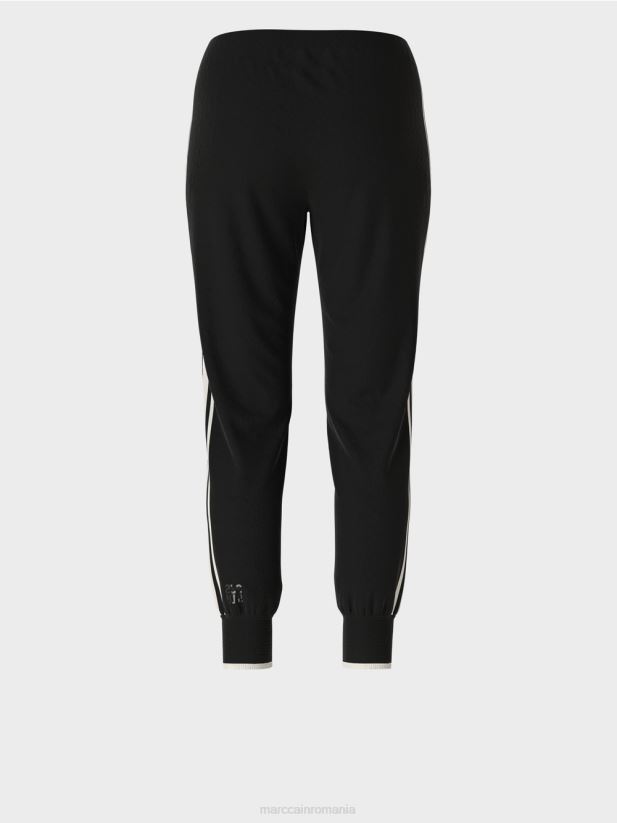 pantaloni „regândiți împreună” cu dungi Marc Cain alb-negru îmbrăcăminte 4826HH711