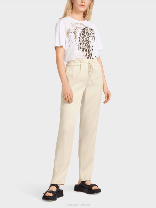 pantaloni rivera „regândiți împreună”. Marc Cain cremă îmbrăcăminte 4826HH649