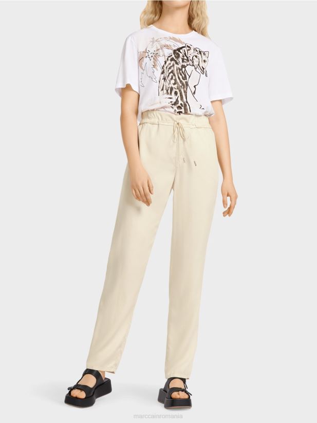pantaloni rivera „regândiți împreună”. Marc Cain cremă îmbrăcăminte 4826HH649