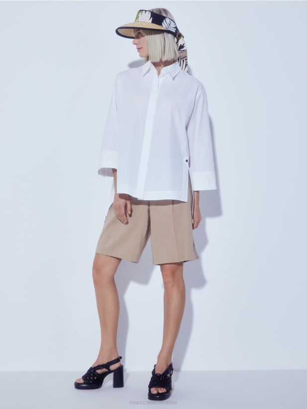 pantaloni scurți cu împletitură de dantelă Marc Cain nisip adânc îmbrăcăminte 4826HH636