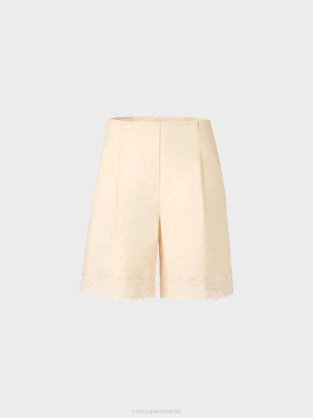 pantaloni scurți cu tiv de dantelă Marc Cain cremă îmbrăcăminte 4826HH615