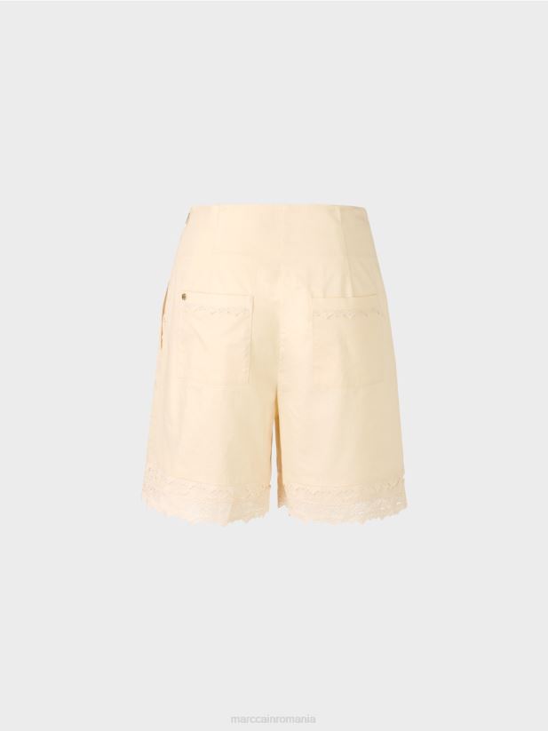 pantaloni scurți cu tiv de dantelă Marc Cain cremă îmbrăcăminte 4826HH615