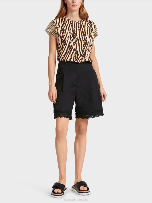 pantaloni scurți cu tiv de dantelă Marc Cain negru îmbrăcăminte 4826HH607