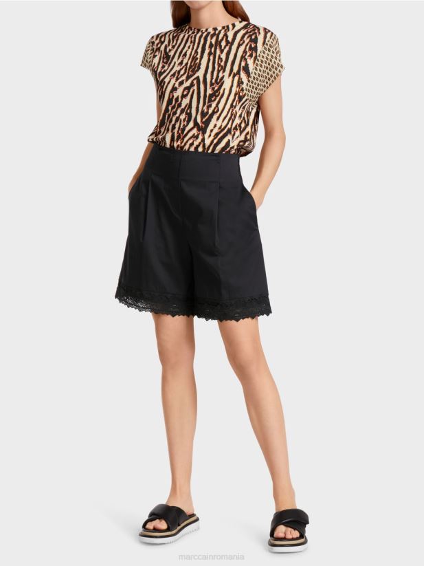 pantaloni scurți cu tiv de dantelă Marc Cain negru îmbrăcăminte 4826HH607
