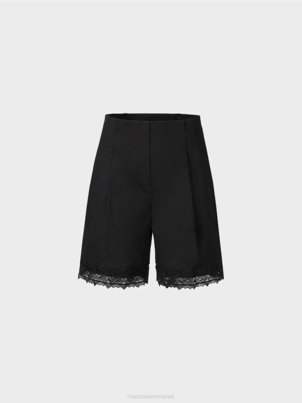 pantaloni scurți cu tiv de dantelă Marc Cain negru îmbrăcăminte 4826HH607