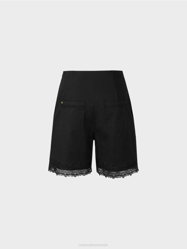pantaloni scurți cu tiv de dantelă Marc Cain negru îmbrăcăminte 4826HH607