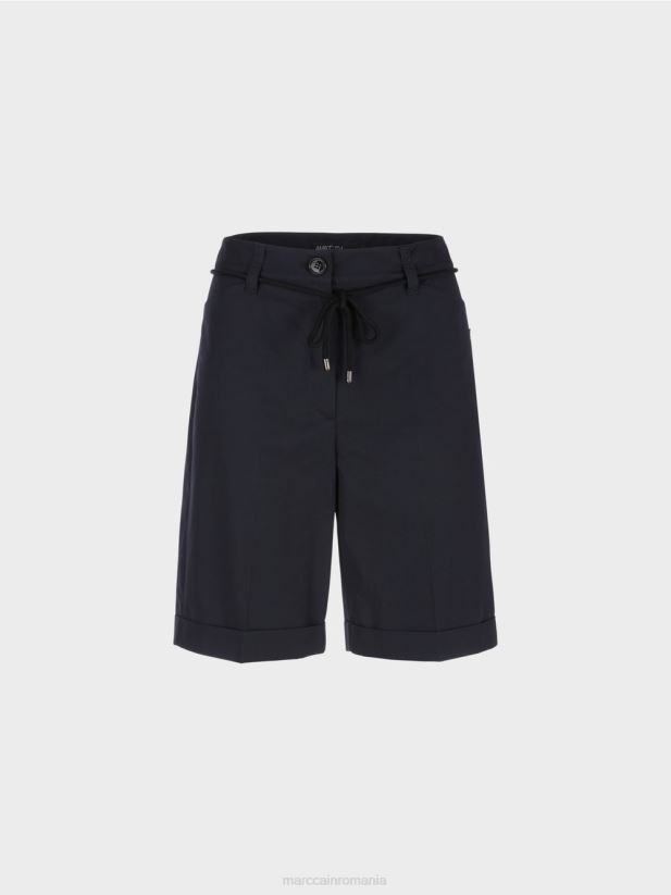 pantaloni scurți din bumbac cu sifon Marc Cain albastru miezul nopții îmbrăcăminte 4826HH598