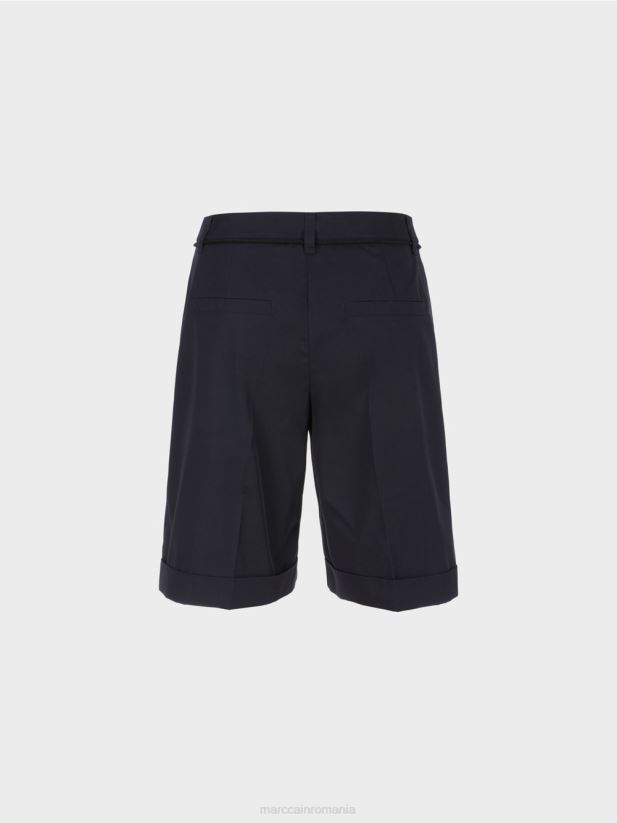 pantaloni scurți din bumbac cu sifon Marc Cain albastru miezul nopții îmbrăcăminte 4826HH598