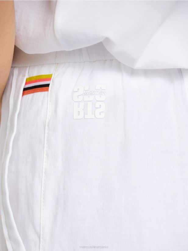 pantaloni scurți feminini cu talie elastică Marc Cain alb îmbrăcăminte 4826HH622