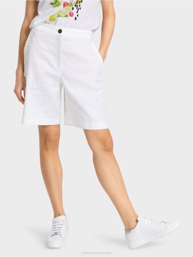 pantaloni scurți feminini cu talie elastică Marc Cain alb îmbrăcăminte 4826HH622