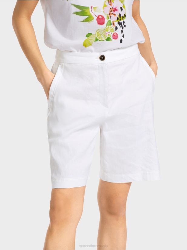 pantaloni scurți feminini cu talie elastică Marc Cain alb îmbrăcăminte 4826HH622