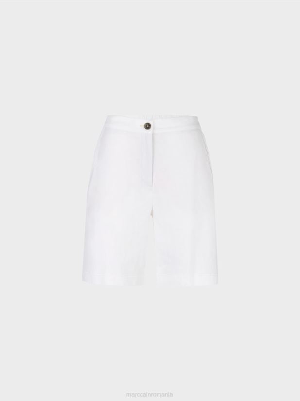 pantaloni scurți feminini cu talie elastică Marc Cain alb îmbrăcăminte 4826HH622