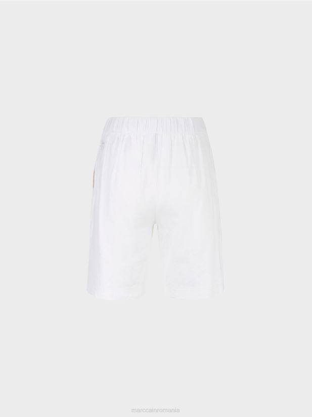 pantaloni scurți feminini cu talie elastică Marc Cain alb îmbrăcăminte 4826HH622