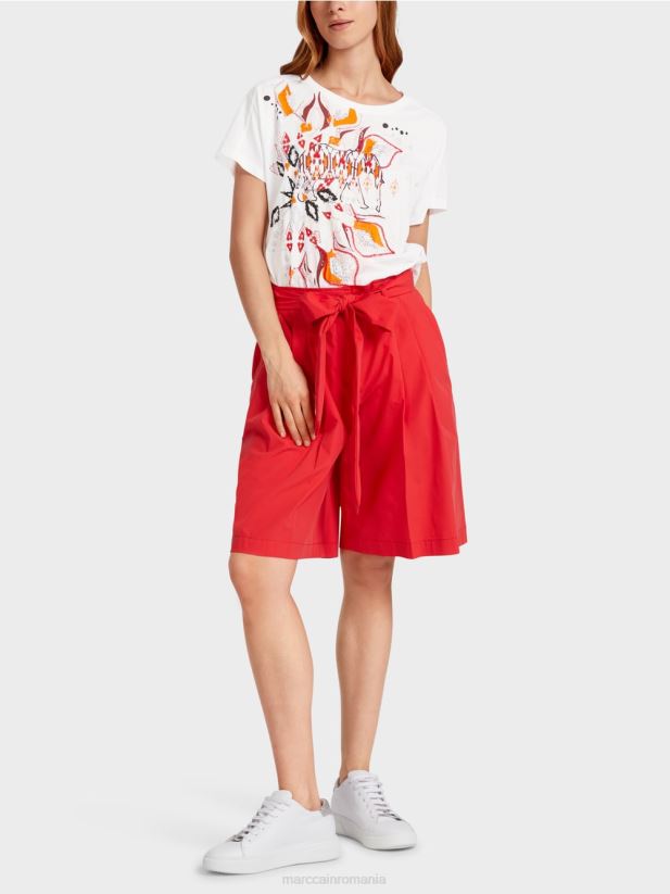 pantaloni scurți în stil paperbag Marc Cain rosu intens îmbrăcăminte 4826HH611