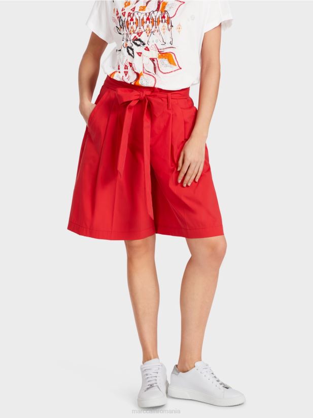 pantaloni scurți în stil paperbag Marc Cain rosu intens îmbrăcăminte 4826HH611