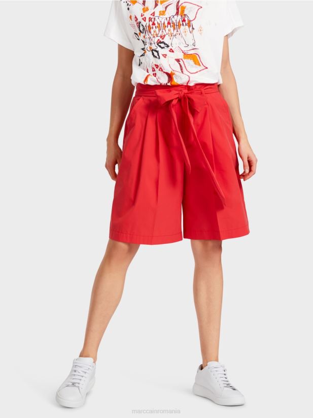 pantaloni scurți în stil paperbag Marc Cain rosu intens îmbrăcăminte 4826HH611